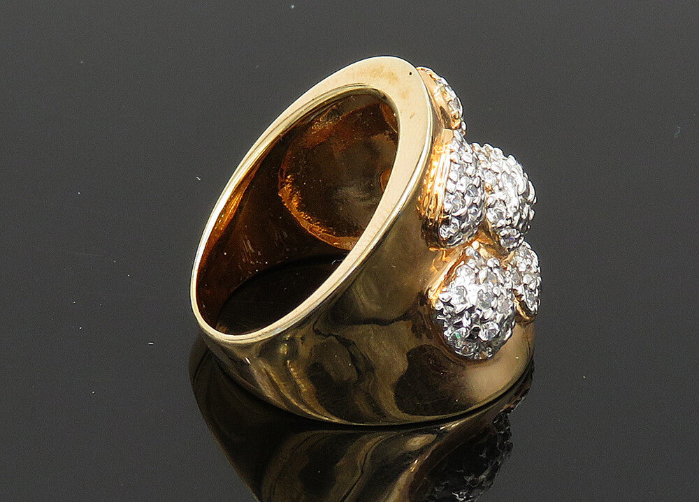 925 Sterling Silver  Shiny Topaz Two Tone Flower Cocktail Ring Sz 8  RG20466
