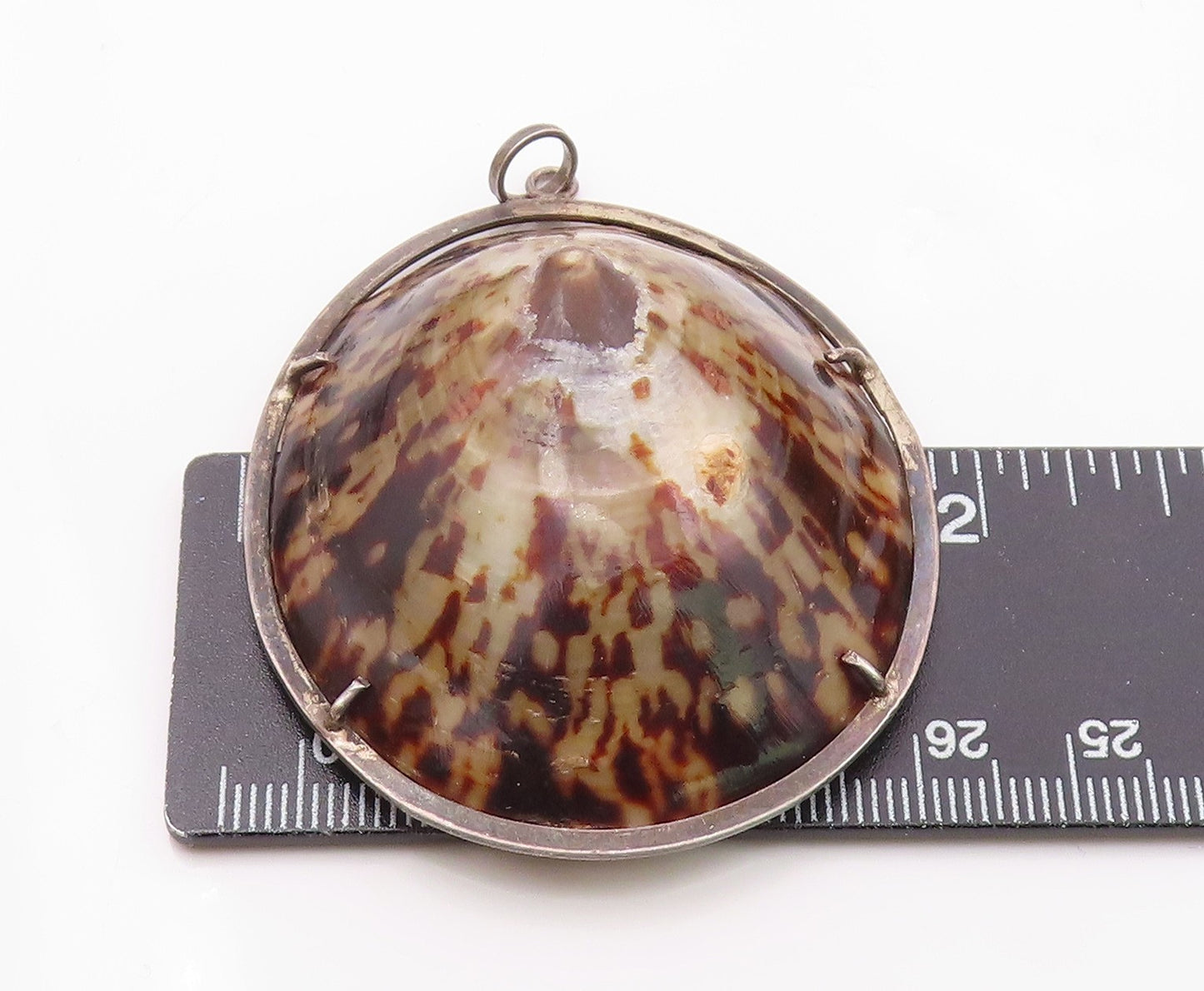 925 Sterling Silver  Vintage Opihi Dome Drop Pendant  PT16149