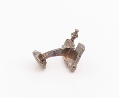 925 Sterling Silver Vintage Cuff Links Antique Dark Tone Train Engine   TR3884