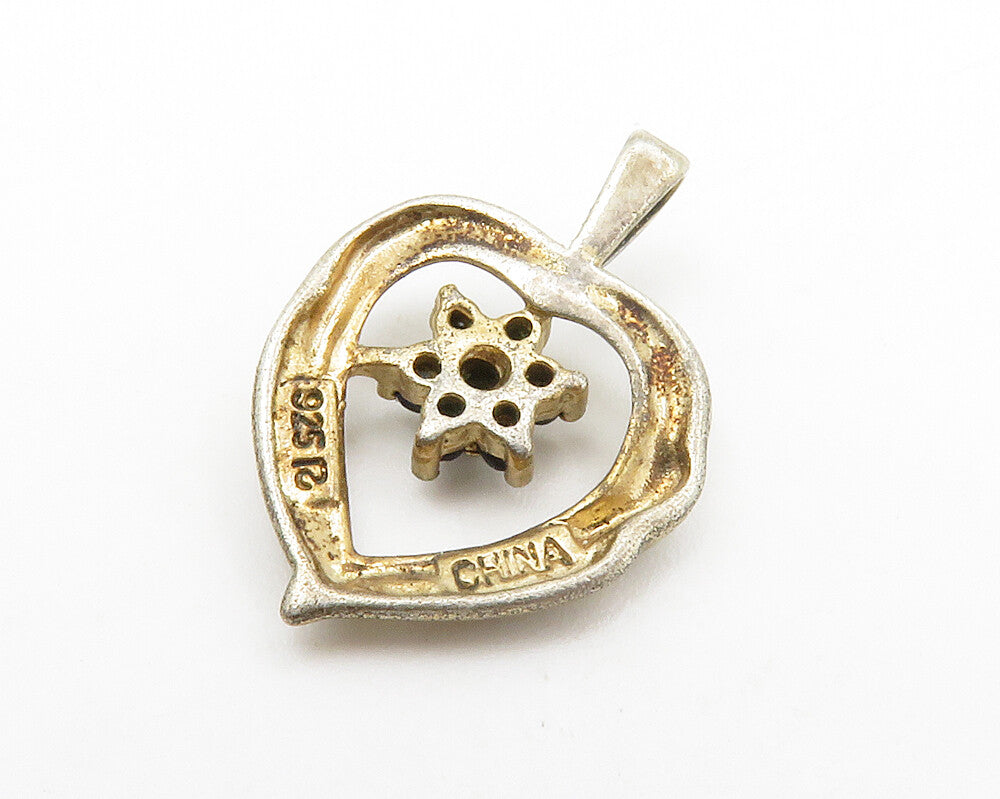 ROSS SIMON 925 Silver  Vintage Genuine Diamond & Sapphire Pendant  PT10591