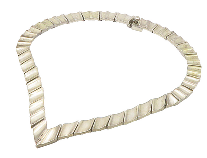 MEXICO 925 Silver  Vintage Heavy Pointed Hinge Link Collar Necklace  NE2979