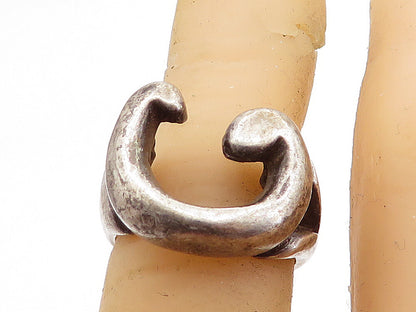 925 Sterling Silver  Vintage Antique Sculpted U Shape Band Ring Sz 5  RG7022