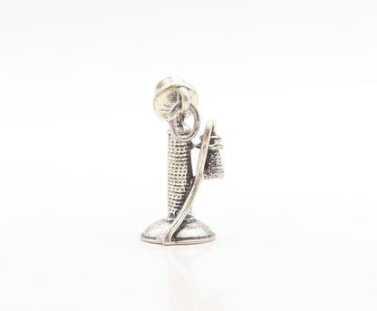 925 Sterling Silver Vintage Pendant DANECRAFT 3D Old Telephone Charm  PT23692