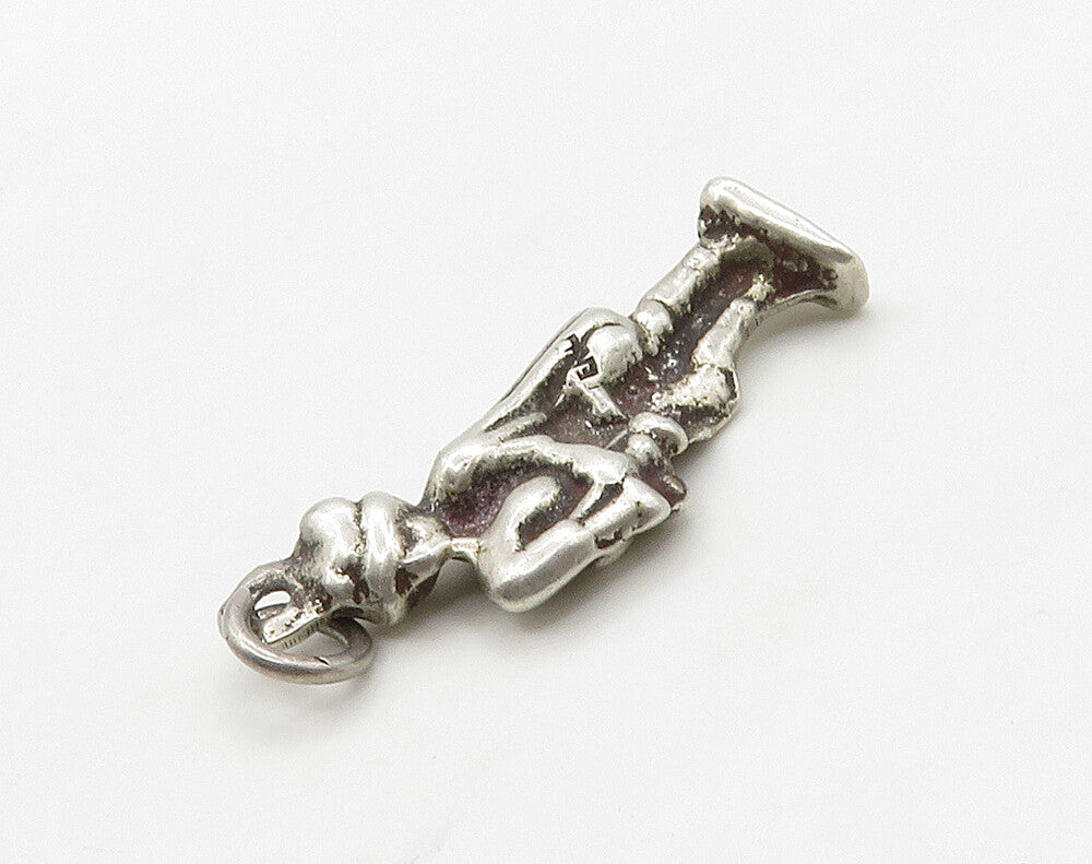 925 Sterling Silver  Vintage Petite Saxophone Player Drop Pendant  PT12635