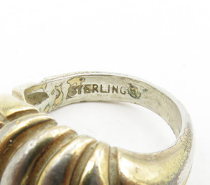 925 Sterling Silver  Vintage Fluted Dome Petite Band Ring Sz 4.5  RG15698