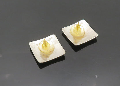 ISRAEL 925 Silver & 14K GOLD  Vintage Two Tone Square Drop Earrings  EG10177