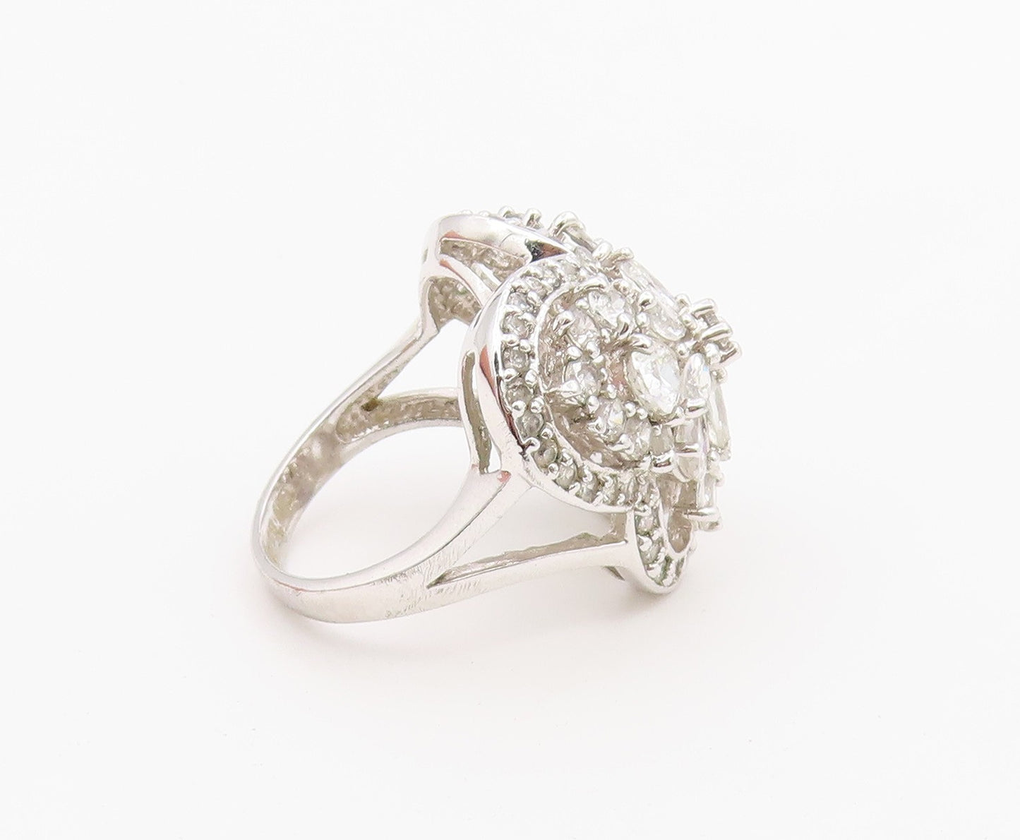 925 Sterling Silver Vintage Ring Elegant CZ Butterfly Cluster  Sz 7.5  RG36632