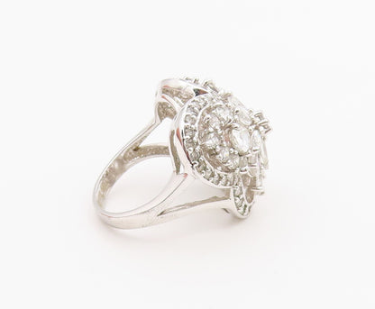 925 Sterling Silver Vintage Ring Elegant CZ Butterfly Cluster  Sz 7.5  RG36632
