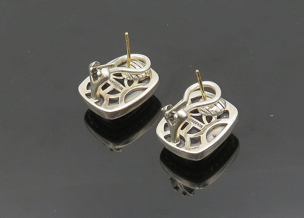 SADYE VASSIL 925 Silver & 14K GOLD  Vintage 2 Tone Square Drop Earrings EG9884