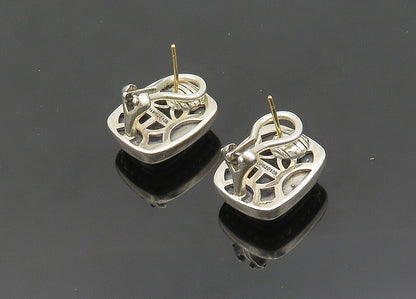 SADYE VASSIL 925 Silver & 14K GOLD  Vintage 2 Tone Square Drop Earrings EG9884