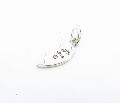 925 Sterling Silver  Vintage Petite Friends Love Heart Half Pendant  PT4058