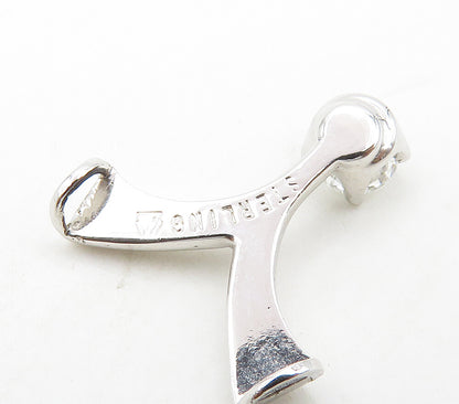 925 Sterling Silver  Sparkling Prong Set Cubic Zirconia Split Pendant  PT12351