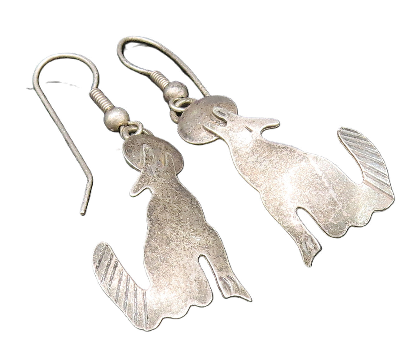 F. RAMONE NAVAJO 925 Silver  Vintage Howling Wolf & Moon Earrings  EG11904
