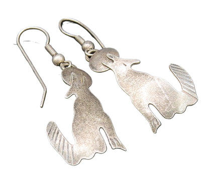 F. RAMONE NAVAJO 925 Silver  Vintage Howling Wolf & Moon Earrings  EG11904