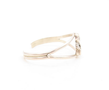 925 Sterling Silver Vintage Bracelet CAROL FELLY Cutout Crying Baby Cuff BT10950
