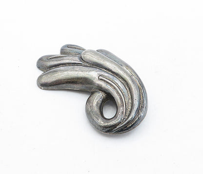 MEXICO 925 Sterling Silver  Vintage Dark Tone Fluted Swirl Brooch Pin  BP2031