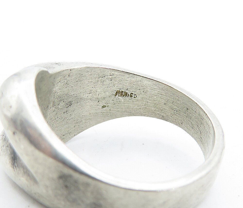 MEXICO 925 Sterling Silver  Vintage Sculpted Dome Band Ring Sz 10  RG3853