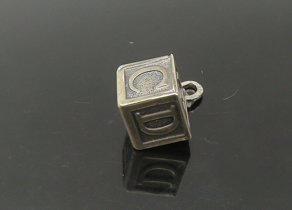 BEAU 925 Sterling Silver   Vintage Baby Alphabet Block Pendant  PT18292