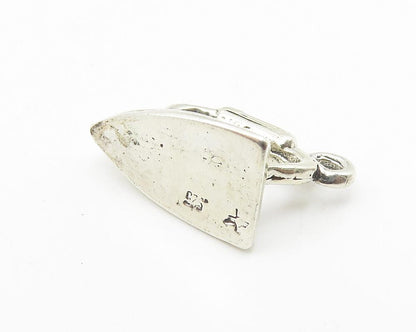 925 Sterling Silver  Vintage Shiny Etched Detail Iron Motif Pendant  PT8155