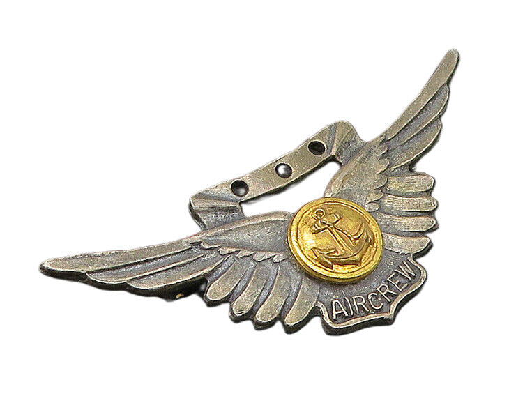 925 Sterling Silver  Vintage Two Tone Air Crew Badge Brooch Pin  BP9092