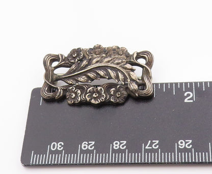 925 Sterling Silver Vintage Brooch Antique Etched Floral Botanical Pin  BP11826