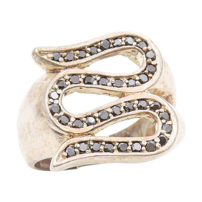 925 Sterling Silver Vintage Ring Spinel Coiled Serpent Swirl  Sz 10  RG34541