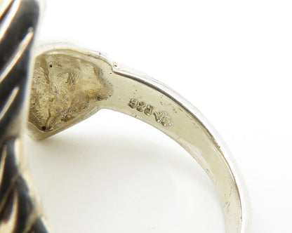 925 Sterling Silver  Vintage Shiny Fluted Detail Band Ring Sz 7  RG17751