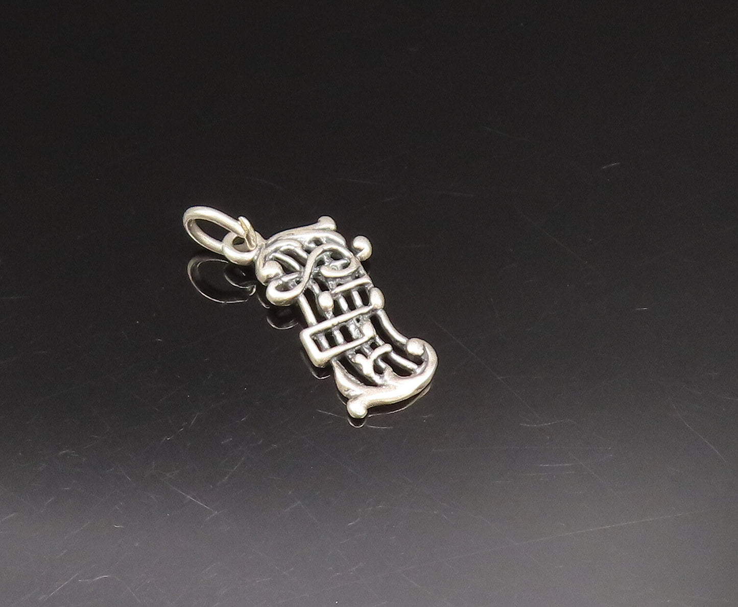 925 Sterling Silver  Vintage Treble Clef With Musical Notes Pendant  PT21043