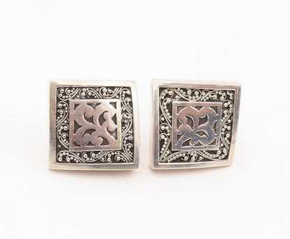 925 Sterling Silver Vintage Earrings LOIS HILL Beaded Scrollwork Clip On EG13889