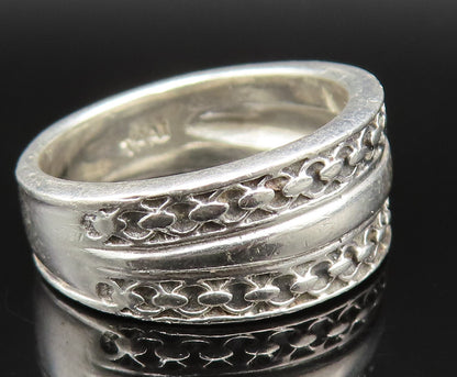 925 Sterling Silver  Vintage Smooth Center Rolo Link Band Ring Sz 9  RG25373