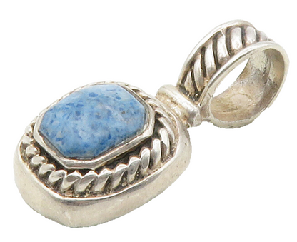 925 Sterling Silver  Vintage Cabochon Cut Turquoise Twist Pendant  PT13298