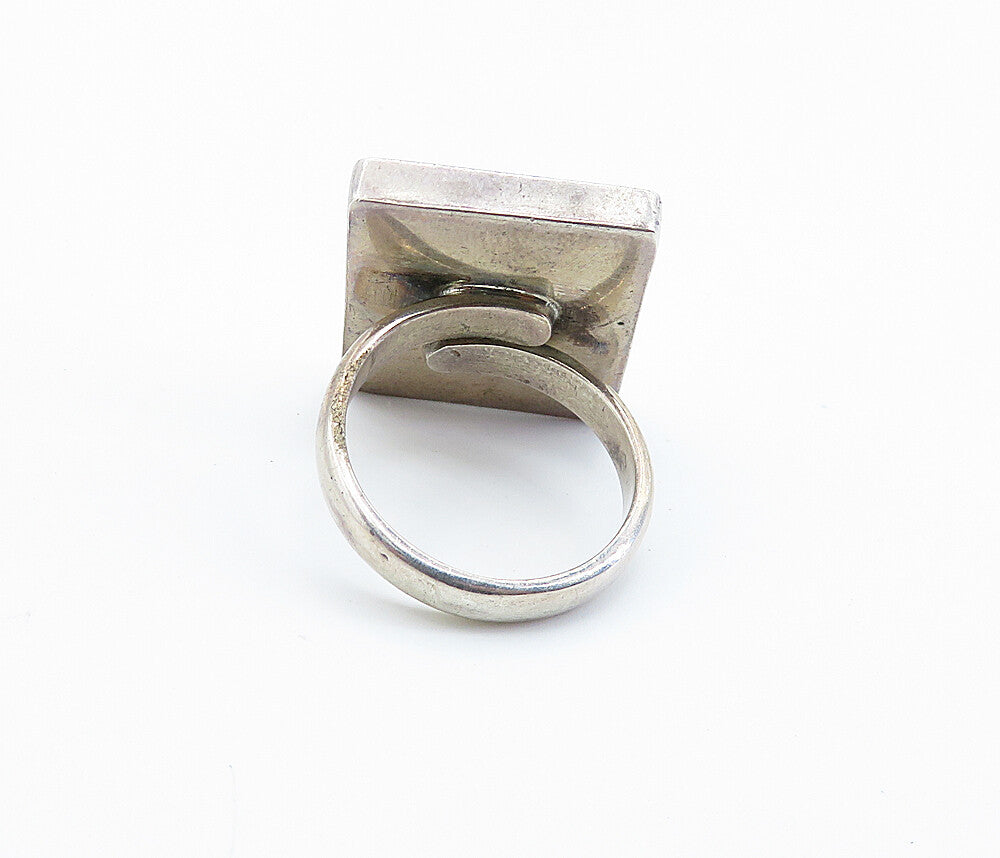 925 Sterling Silver  Mother Of Pearl & Topaz Square Cocktail Ring Sz 8  RG8213