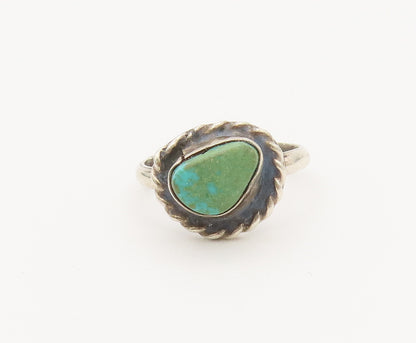 925 Sterling Silver Vintage Ring NAVAJO Amorphous Turquoise  Sz 6.5  RG27953