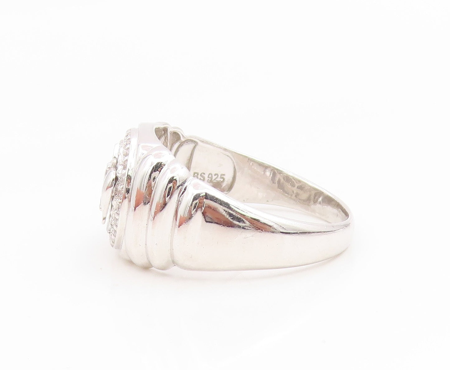 925 Sterling Silver Vintage Ring CZ Classic Royal Crown Band  Sz 11.5  RG35203