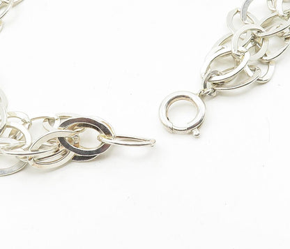 925 Sterling Silver  Vintage Shiny Minimalist Oval Link Chain Necklace  NE1786