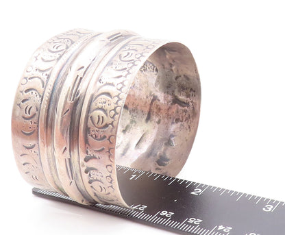 925 Sterling Silver Vintage Bracelet MIDDLE EAST Antique Etched Cuff  BT10557