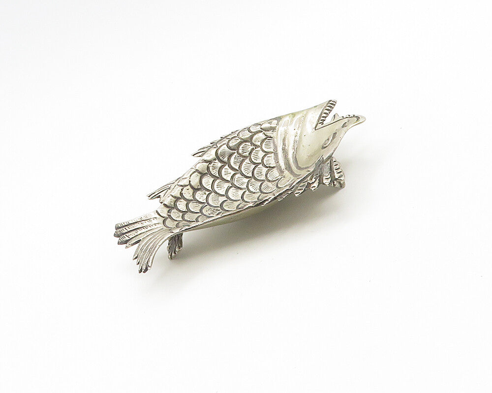 EUROPEAN 925 Sterling Silver Vintage Antique Fish Motif Trinket Dish TR2527