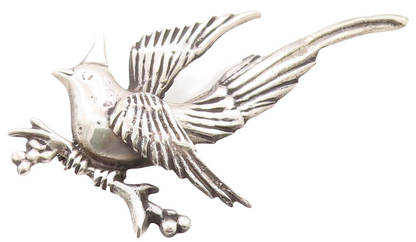 925 Sterling Silver Vintage Brooch Pin Antique Cutout Etched Flying Bird BP11295