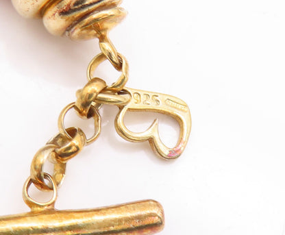 925 Sterling Silver Vintage Bracelet Gold Plated Pearl Stacked Rings  BT10624