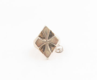 925 Sterling Silver Vintage Ring MEXICO Solid Maltese Cross Band  Sz 6  RG34962