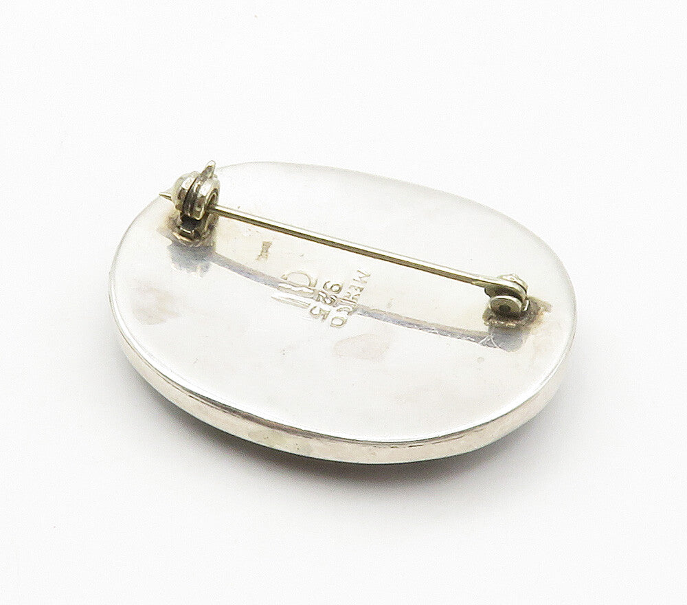 CII MEXICO 925 Sterling Silver  Vintage Black Onyx Striped Brooch Pin  BP6139