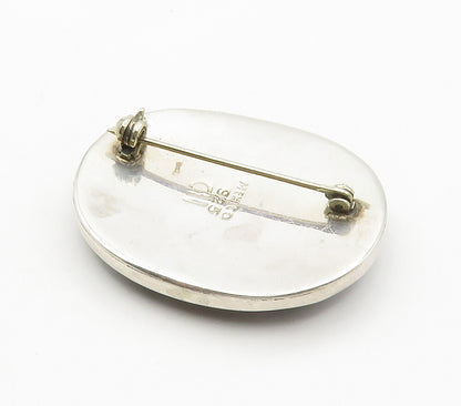 CII MEXICO 925 Sterling Silver  Vintage Black Onyx Striped Brooch Pin  BP6139