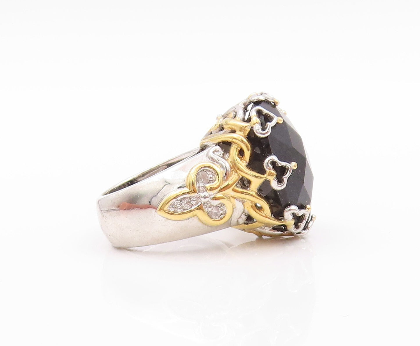 925 Sterling Silver Vintage Ring MICHAEL VALITUTTI Faceted Onyx  Sz 5  RG32414