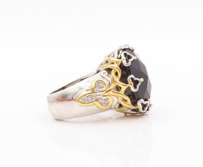 925 Sterling Silver Vintage Ring MICHAEL VALITUTTI Faceted Onyx  Sz 5  RG32414