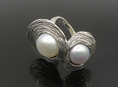 HAGIT GORALI ISRAEL 925 Silver  Vintage Pearls Cocktail Ring Sz 7.5  RG23657