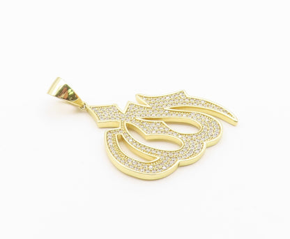 925 Sterling Silver  Vintage Cubic Zirconia Gold Plated Pendant  PT18900