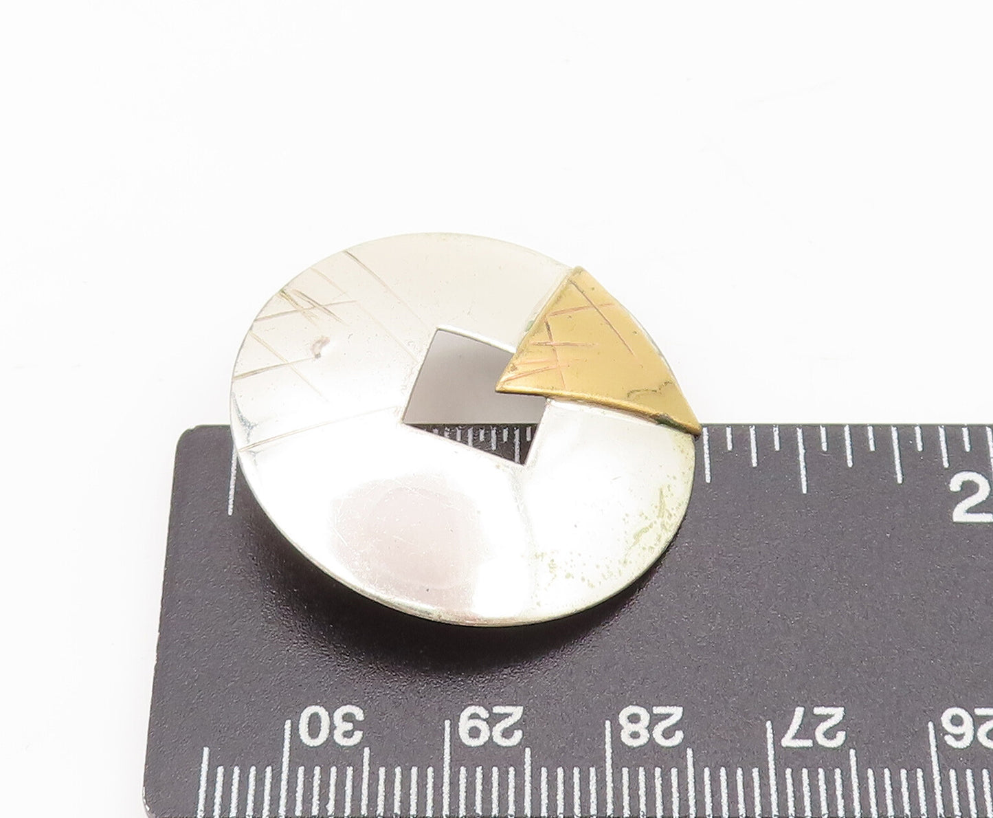 925 Sterling Silver  Vintage Gold Plated Triangle Circular Earrings  EG12766