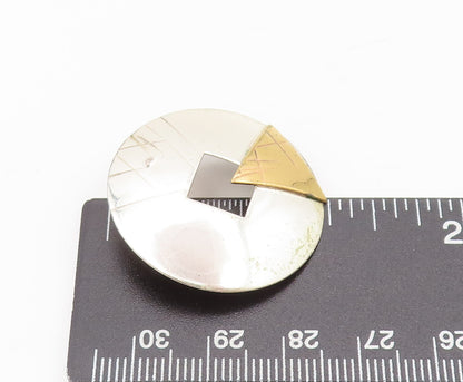 925 Sterling Silver  Vintage Gold Plated Triangle Circular Earrings  EG12766
