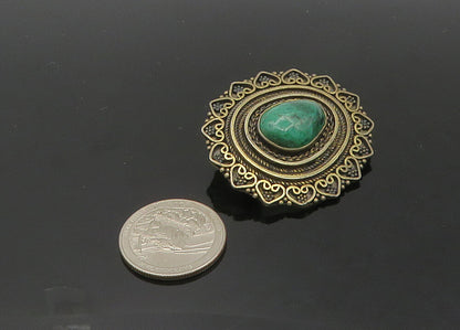 ISRAEL 925 Sterling Silver  Vintage Eilat Stone Love Hearts Brooch Pin  BP8239