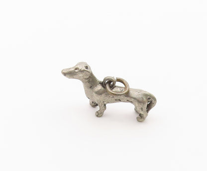 925 Sterling Silver  Vintage Dark Tone Weiner Dog Animal Pendant  PT18674